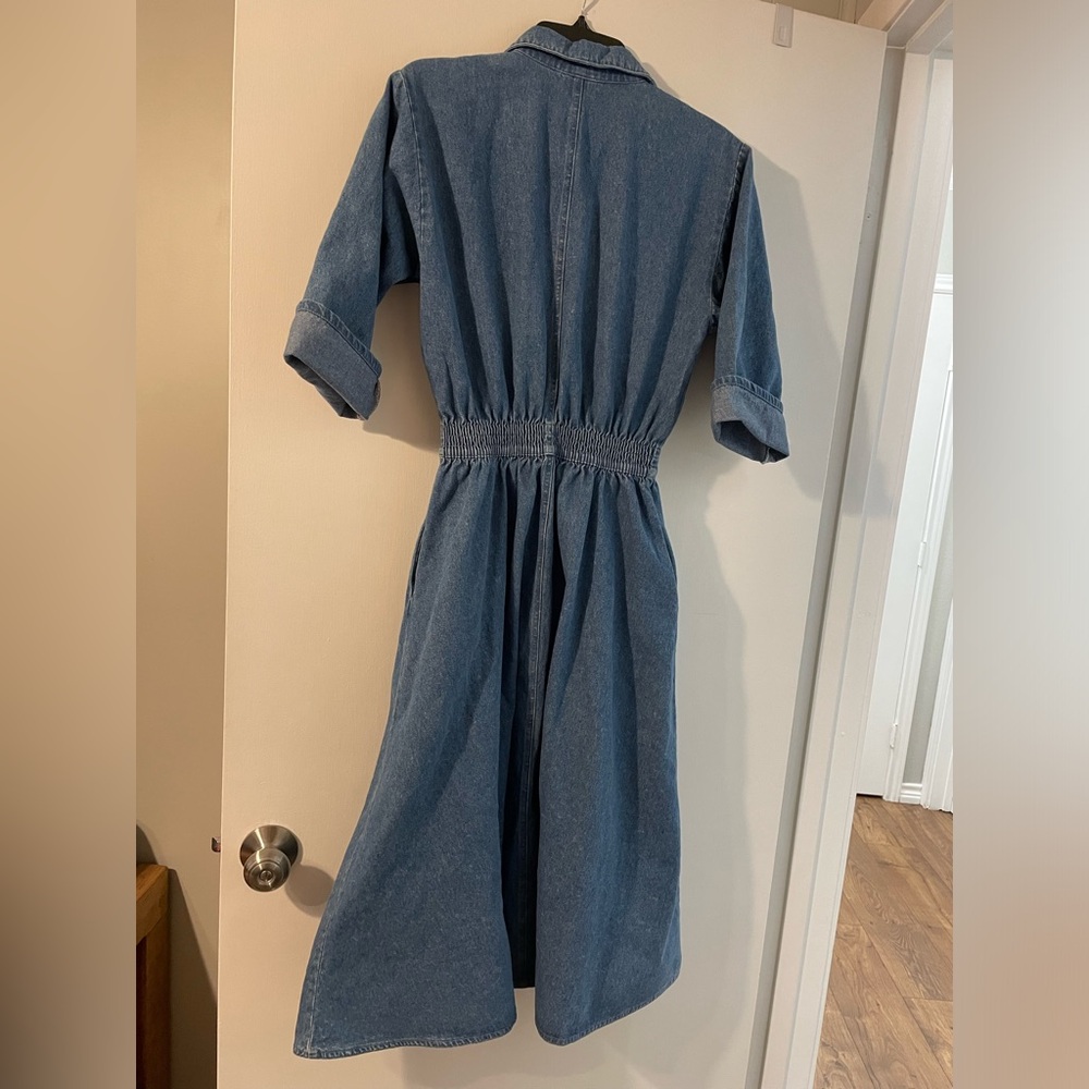 Denim Western Dress Button Down with Elastic Waist - Picture 5 of 5